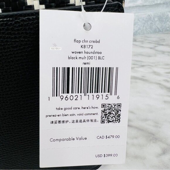 Kate Spade Woven Remi Flap Chain Crossbody & Large Bifold Wallet In Houndstooth - Picture 10 of 15